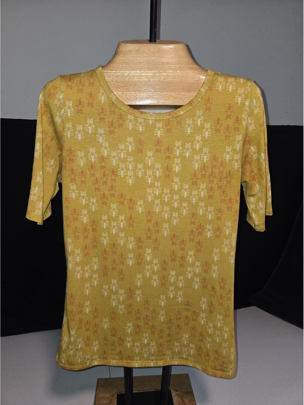 LuLaRoe Medium Yellow Patterned Short Sleeve Shirt